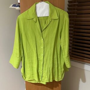 Zara Lime Button-Down Shirt for Women